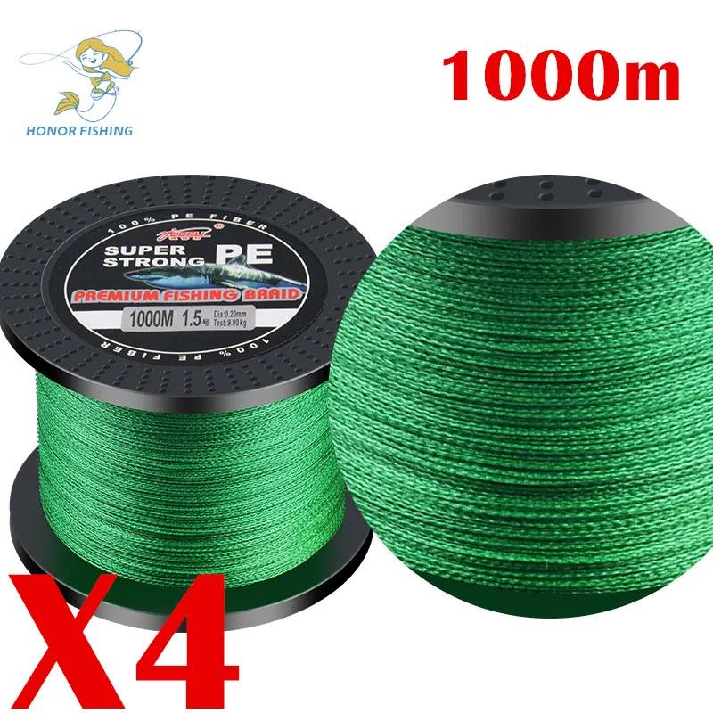 PE-04 Attrezzatura da pesca con lenza intrecciata in PE a 4 fili da 1000 m